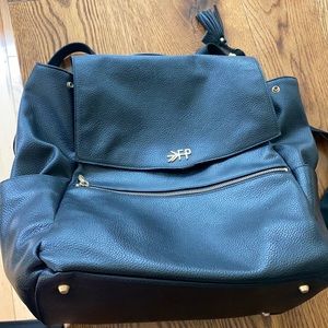 Used Freshly Picked Black leather diaper backpack